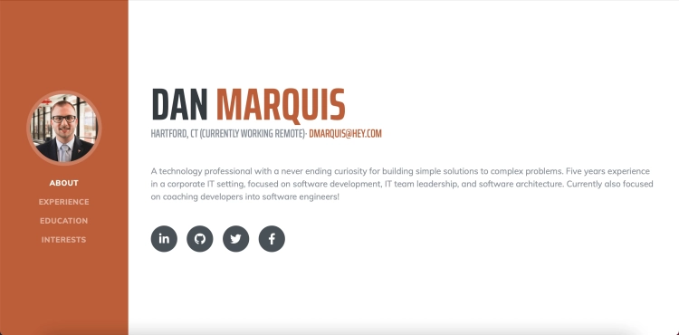 Preview image of personal site main page